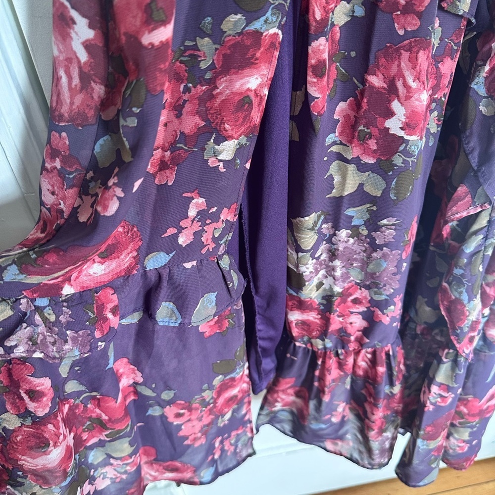 Lulus Purple & Red Floral Maxi Dress with Ruffles & Slit, Romantic & Flowing s M - Picture 6 of 6